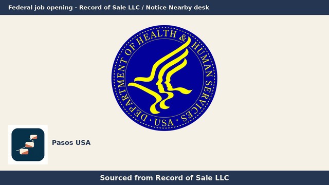 Sello oficial del Departamento de Salud y Servicios Humanos de EE. UU. con la marca de Pasos USA y el texto "Sourced from Record of Sale LLC".