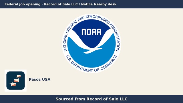 Logotipo oficial de NOAA con la marca de Pasos USA y el texto "Sourced from Record of Sale LLC".